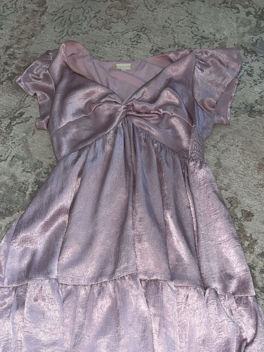 Altar'd State Shimmery Lilac Knot-Front Dress